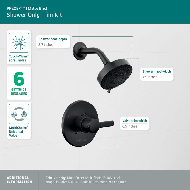 Peerless PTT188782-BL Trim Kit Shower Only, Matte Black - Image 3
